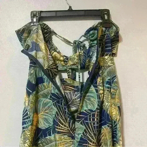 SHEIN VCAY Tropical Print Criss-Cross Strap Open Back Drawstring Thigh Slit M - Picture 8 of 11